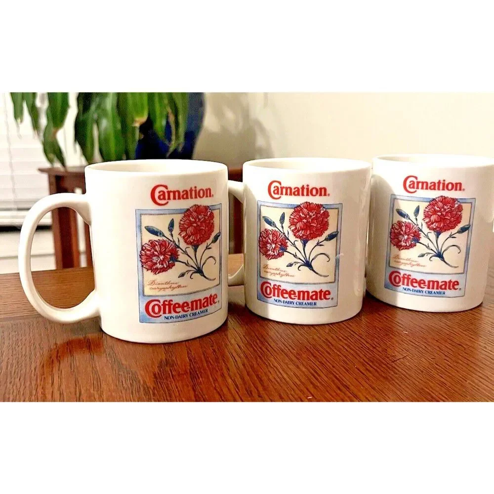 Vtg 1993 Carnation Coffee-mate Coffee Mugs Botanical Collector's Series Lot of 3
